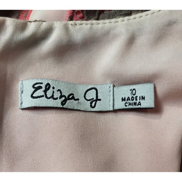 Eliza J Pink Coral & Gray Lace Sleeveless Peplum Hem Dress Size 10 - Picture 11 of 11